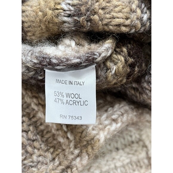 Elsamanda Anthropologie Brown Cable Ruffle Wool Cardigan Sweater Shawl Sz Small - Picture 8 of 14